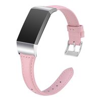 Minfex Compatible with Fitbit Charge 3 & Charge 3 SE Bands, Retro Genuine Leather Band Replacement Strap Sport Wristband Fitness Accessories for Fitbit Charge 3 Pink S