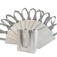 8x4x10" 12 Pcs. Medium-Small Metallic Silver Reusable Glitter Gift Bags with Handles, Birthday Party Favor Bags Bags for Weddings, Holidays and All Occasions