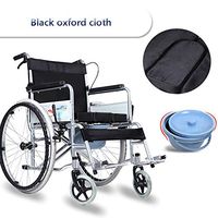 HJF-LUNYI Multi-Function Wheelchair for The Elderly, with Commode/Folding/Free Installation/Disabled Bicycle/Portable/Travel/Scooter, Lightweight Wheelchair 100KG (Color : Black Oxford Cloth)