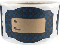 Blue Buffalo Plaid Natural Kraft Christmas Gift Tags Holiday Present Stickers 2 x 3 Inch 100 Total Labels
