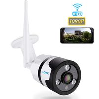 Outdoor Security Camera,Lonnky 1080P IP Cam 2.4G IP66 Waterproof Night Vision Surveillance System with Two-Way Audio, Motion Detection, Activity Alert, Deterrent Alarm - iOS, Android App