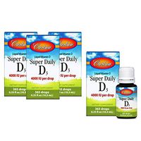 Carlson - Super Daily D3, 4000 IU (100 mcg) per Drop, Heart & Immune Health, Liquid Vitamin D3, Unflavored, 365 Drops (4 Pack)