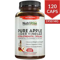 Apple Cider Vinegar Capsules for Weight Loss & Cleanse - 100% Pure Extra Strength 1950mg - 120 Natural Diet Pills for Women & Men for Bloating & Constipation Relief, Digestion & Energy Boost