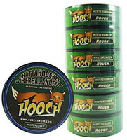 (6) Six Chattahoochee Hooch Herbal Snuff Cans 1.2oz/34g - Wintergreen - Rough Cut - No Tobacco, No Nicotine