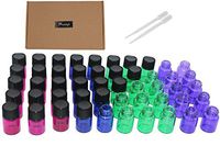 Pinklife 50 Pack Set Essential Oils Bottle 2ml(5/8 Dram) Multicolor Glass Vials Small Mini Sample Bottles with Orifice Reducer and Cap + Free Transfer Dropper