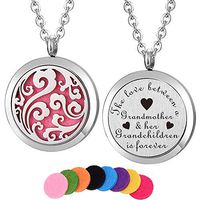 Kissreason Stainless Steel Grandmother and Grandchildren Aromatherapy Essential Oil Diffuser Necklace