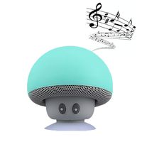 Mushroom Speaker Portable Wireless Bluetooth Speaker with Mic and Suction Cup for iPhone/Ipad/Bluetooth Devices (Cyan)