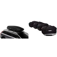 Thule Force XT Rooftop Cargo Box, X-Large with Thule Gopack Duffel Set (4 Pack), Black