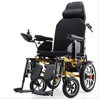 AA100 Folding Electric Wheelchair Elderly Disabled Smart Scooter Reclining Wheelchair + Pillow (Manual/Automatic switchable),Black