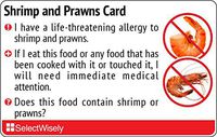 Shrimp and Prawn Allergy Translation Card - Translated in Chinese (Mainland) or Any of 10 Languages