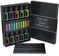 100% Pure Essential Oils Set Top 10 Aromatherapy Premium Gift Kit Therapeutic Grade 10 mL Oil with Frankincense Peppermint Lavender Eucalyptus Lemon Orange Tea Tree Patchouli Rosemary and Silver Fir