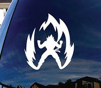 SoCool - Dragon Ball Z - Super Saiyan Goku - Vinyl 6" tall (color: WHITE) decal laptop tablet skateboard car windows sticker