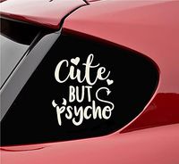 Slap-Art Cute but Psycho Vinyl Decal Sticker (Beige)
