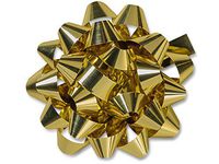 Pack Of 50, 4" Diameter Solid Metallic Gold Confetti Gift Bows 24 Loops (1/2" Wide Ribbon) Made In Usa