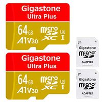 Gigastone 64GB 2-Pack Micro SD Card, A1 V30 Run App for Smartphone, UHD 4K Video Recording, High Speed 4K Gaming 95MB/s, Micro SDXC UHS-I U3 C10 Class 10 Memory Card with Adapter