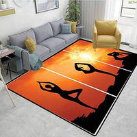 Bigdatastore Solid Door Mat Welcome, Collection of Healthy Woman Practice at Sunset Outdoors Body Stretching, Durable Carpet Area Rug - Living Dinning Room Bedroom Rugs and Carpets(6'x 9')