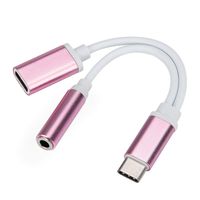 UJGYH 2 in 1 Type C to 3.5mm Audio Cable Jack Charger Adapter Headphone Cable for Samsung Huawei Xiaomi Pixel etc (Rose Gold)