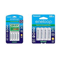 Panasonic Advanced eneloop Individual Battery 3 Hour Quick Charger with 4 AA eneloop Rechargeable Batteries, White & BK-3MCCA4BA eneloop AA 2100 Cycle Ni-MH Pre-Charged Rechargeable Batteries, 4 Pack