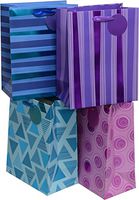 12 Gift Bags - Metallic Accents in Assorted Styles for Holiday, Birthday, Graduation, Wedding and Any Occasion or Event, Medium Size, Thick & Strong