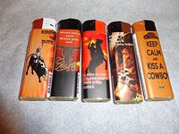 Winlite Cowboy Themed LIGHTERS Set of 5 REFILLABLE KISS A Cowboy Boots