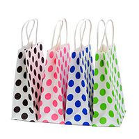 24 Pieces Kraft Paper Gift Bags with Handles (Polka Dot)