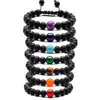 SIVITE 7 Chakra Lava Rock Bracelet Gemstone Mala Beads Bracelet Essential Oil Diffuser Reiki Healing Energy Bracelet
