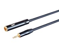 Monoprice 1/4in TRS Female Connector to 1/8in TRS Male Connector - 3 Feet - Black, Heavy Gauge 24AWG On Tour Extension Cables, Gold Plated Connectors - Stage Right Series