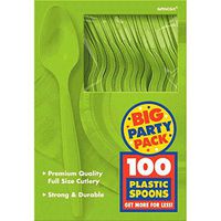 Kiwi Green Plastic Spoons Big Party Pack, 100 Ct.