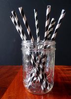 PaperLanternStore.com Black Striped Patterned Party Paper Straws (12 Pack)