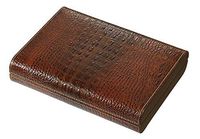 Visol Sobek Brown Leather Desktop Humidor with Free Laser Engraved Metal Plate (Diamond Monogram)