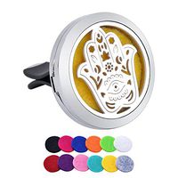 Tornado Fatima Palm Aromatherapy Car Air Freshener Stainless Steel Essential Oil Diffuser Locket Car Vent Clip 12 Refill Pads