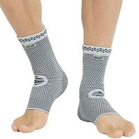 Neotech Care Ankle Support Sleeve (1 Pair) - Bamboo Fiber Knitted Fabric - Light, Elastic & Breathable - Medium Compression - Sports, Exercise, Gym - Right or Left Foot, Men, Women - Grey (Size S)