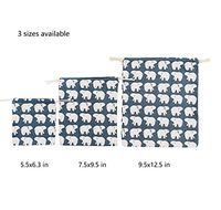 Nuni Polar Bear Pattern Cotton Double Drawstring Pouches Muslin Bags Gift Bags Sacks Sachet Bags for Jewelry Candy Favors Wedding Birthday Party Blue 3 Sizes Available 1-12 Counts (5.5x6.3/3 Bags)