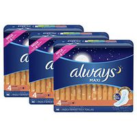 Always Maxi Feminine Pads with Wings for Women, Size 4, Overnight, Unscented, 48 Count - Pack of 3 (144 Count Total)