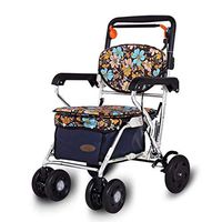 Standard Walkers Elderly Walker Old Folding Cart Shopping Cart Can Sit On A Light Four-Wheel Scooter (Color : Silver, Size : 6250cm)