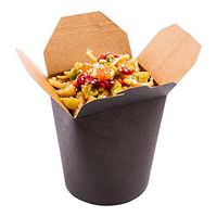 Disposable Noodle Take Out Container, Noodle To Go Box - Eco-Friendly Paper - Round - 16 oz - Black with Kraft Interior - 200ct Box - Restaurantware