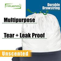 TYPLASTICS Drawstring Trash Bags - Tall Kitchen Trash Bag - White Multipurpose Garbage Bags - Indoor and Outdoor Use - 13 Gallon (110 Count)
