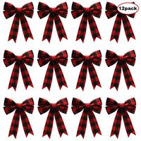 WILLBOND Buffalo Plaid Bows Christmas Bows Holiday Decorative Bows for Christmas Party Supplies, 5 x 7 Inch (Color Set 2, 12)