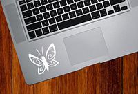 Spiral Butterfly - Design 1 - Trackpad | Tablet | Computer - Vinyl Decal Sticker YYDC (2.5" w x 2.5" h) (Color Variations Available) (White)