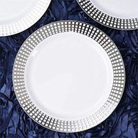 Efavormart 20 Pcs - White w/Silver 9" Hot Stamped Round Disposable Plastic Plate For Wedding Birthday Party Dance Banquet Event