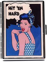 Hit 'Em Hard Print Compact (9 100s) Metal-Plated Cigarette Case & Stash Box