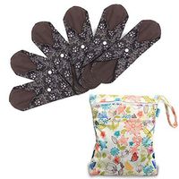 Teamoy 6Pcs 10 Inches Sanitary pad, Reusable Washable Cloth Menstrual Pads/Panty Liners with Wet Bag, Super-Absorbent, Soft and Comfortable, Perfect for General Flow(Medium, Flowers)