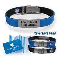 "Allergic to Insect STINGS" Sport/Slim Reversible Medical Alert ID Bracelet for Men and Women