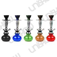 UNISHOW® 11" Premium 1 Hose Shiny Hookah Huka Smoking Pipe Complete Set W/Optional Portable Tube Case (One Hose Hookah) Colors Shipped Randomly!