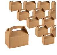 Treat Boxes - 24-Pack Paper Party Favor Boxes, Brown Kraft Goodie Boxes for Birthdays and Events, 2 Dozen Party Gable Boxes, 6 x 3.3 x 3.6 Inches