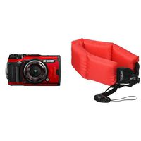 Olympus Tough TG-6 Waterproof Camera, Red Bundle with Olympus Foam Float Strap, 202212, Red