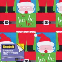 Scotch  Gift Wrap, Split Santa Pattern, 25-Square Feet, 30-Inch x 10-Feet (AM-WPSSA-12)