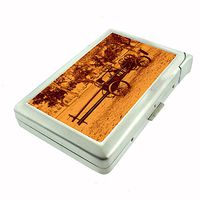 Perfection In Style Metal Cigarette Case with Built in Lighter Vintage Farm Design 020