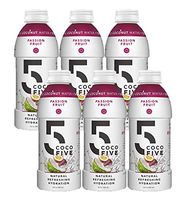 COCO5 Clean Sports Hydration Passion Fruit Flavor | 100% Natural | 50% Less Sugar | Nothing Artificial | Non-GMO | Gluten Free | Developed by Pro Trainers for Pro Athletes | 16.9 OZ (Pack - 6)