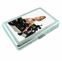 Pinup Girl Navy Motorcycle R1 Hip Silver Cigarette Case Id Holder Metal Wallet 4" X 2.75" RFID Protection